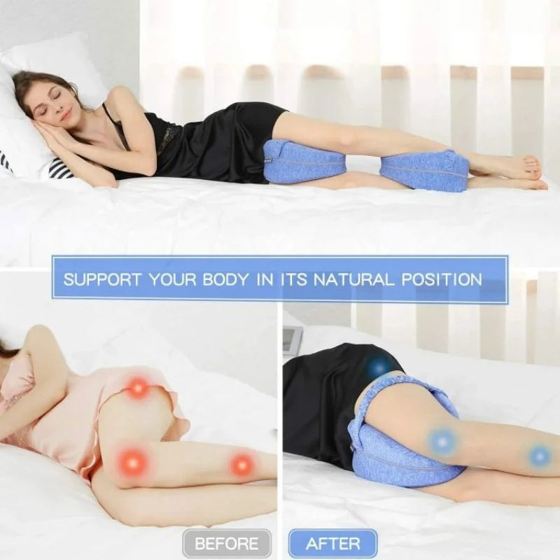 a collage of a person lying on a bed with text: 'SUPPORT YOUR BODY IN ITS NATURAL POSITION BEFORE AFTER'