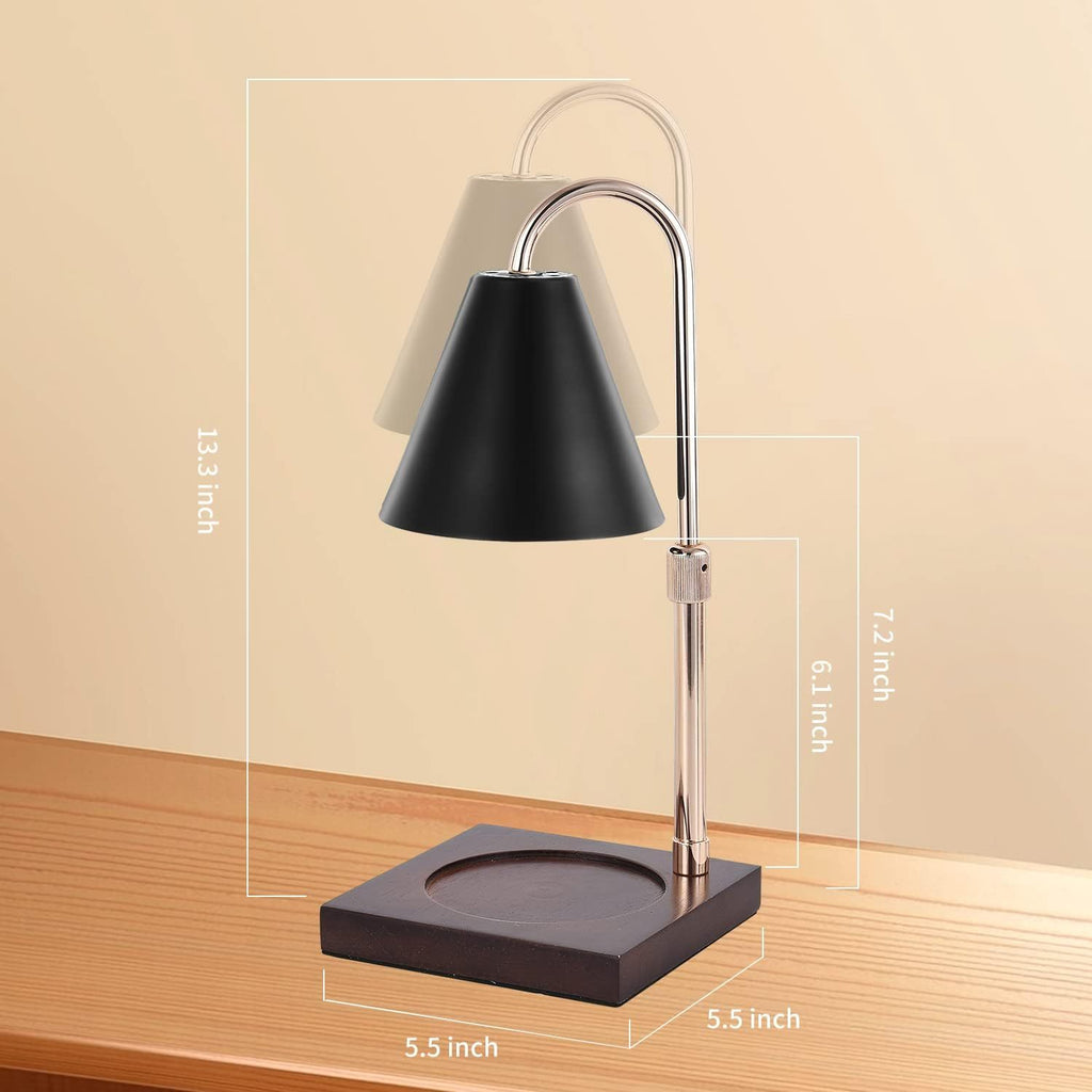 a table lamp with measurements with text: '7.2 inch 6.1 inch 5.5 inch 5.5 inch 13.3 inch'