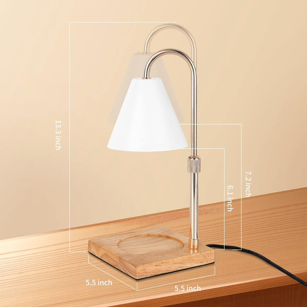 a table lamp with measurements with text: '7.2 inch 6.1 inch 5.5 inch 5.5 inch 13.3 inch'