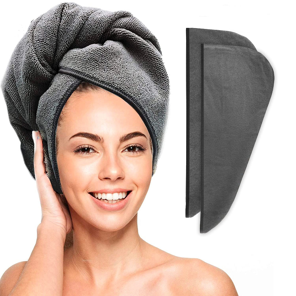 a person with a towel on her head